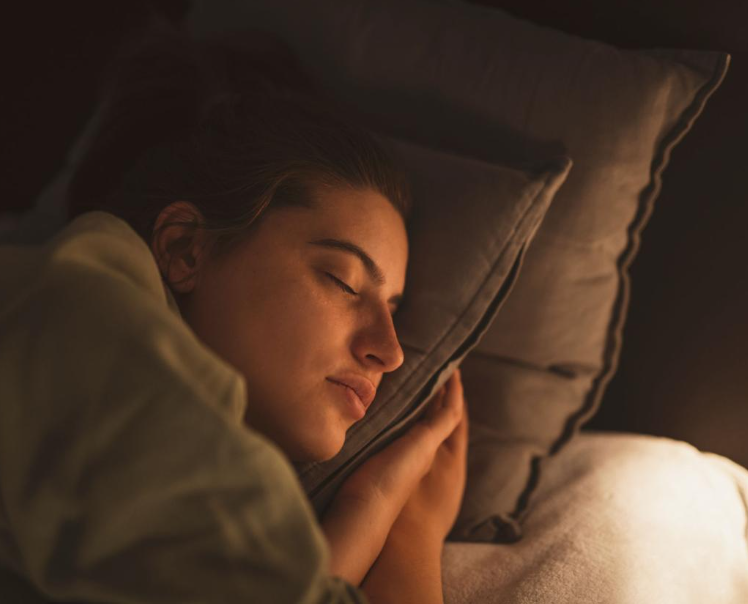 Woman resting peacefully at home
